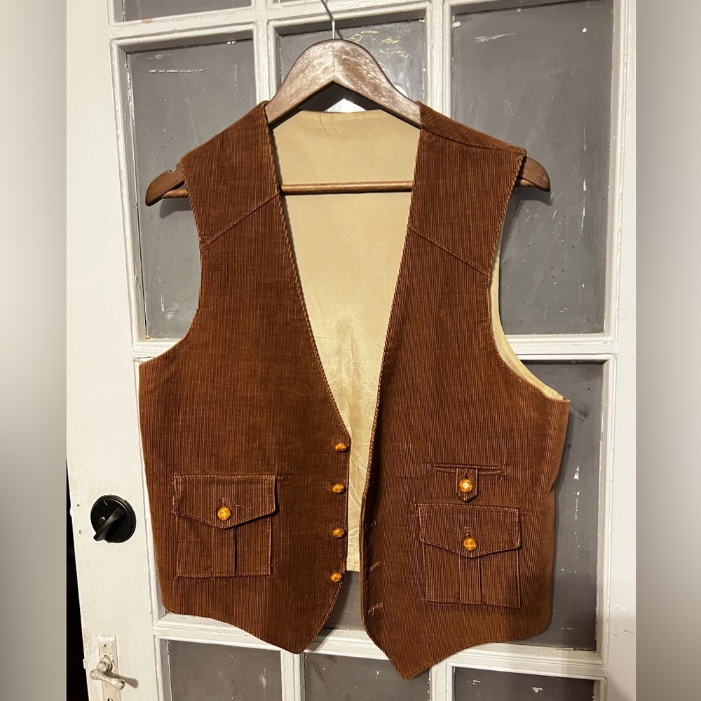 Vintage 60s khaki corduroy vest